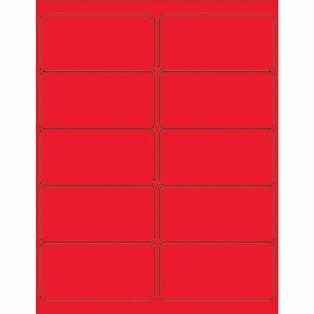 BSC PREFERRED 4 x 2'' Fluorescent Red Removable Rectangle Laser Labels, 1000PK S-14075R